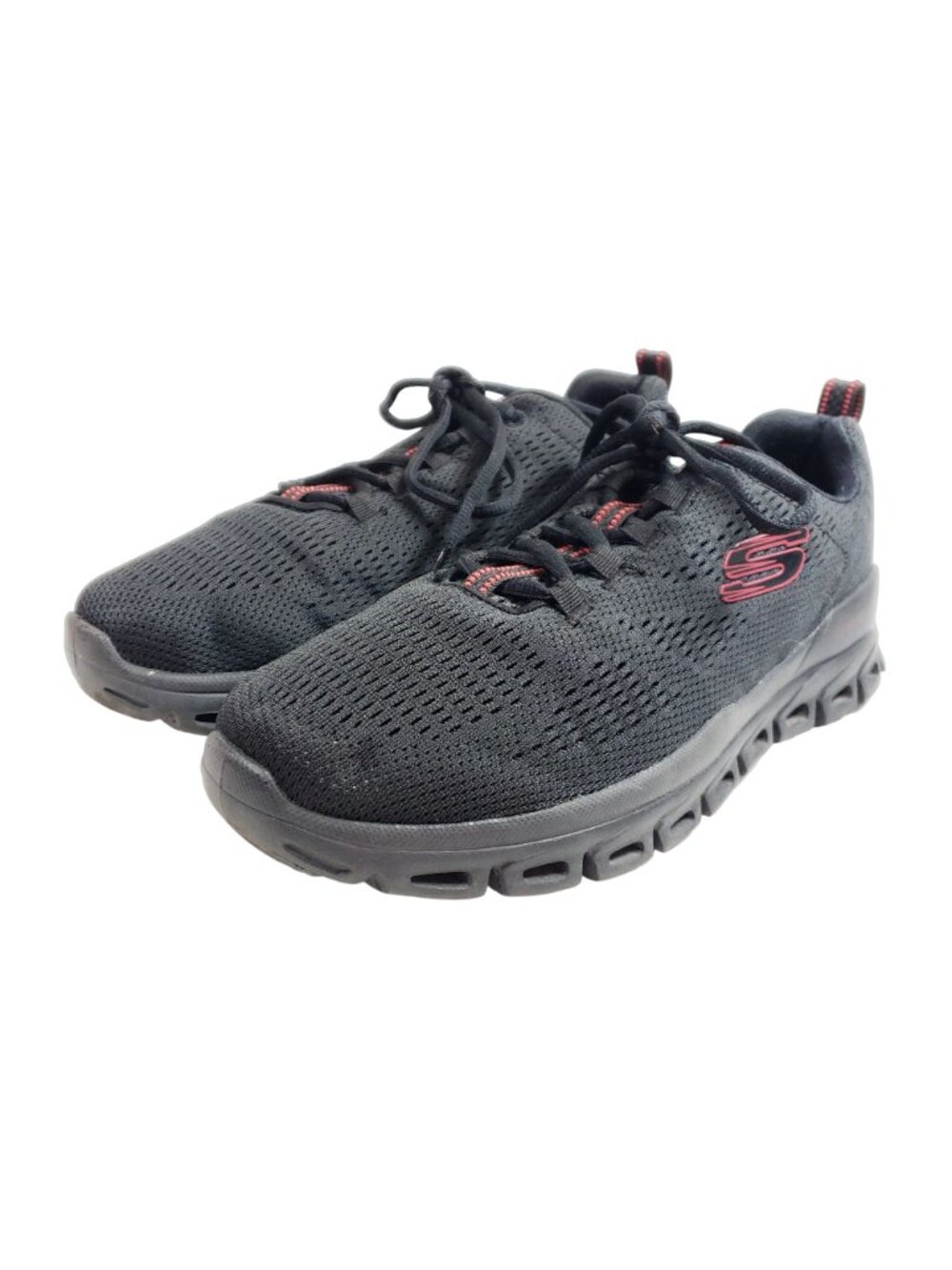 Skechers Men's Size 9 Glide-Step Fasten Up Black Mesh Athletic Sneakers - Picture 2 of 9